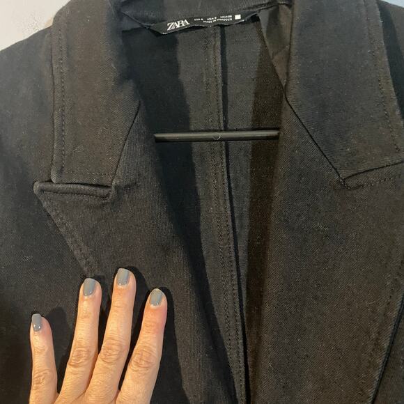 Zara Black One Button Front Collared Notched Oversized Blazer Jacket Women Sz S - Picture 7 of 8